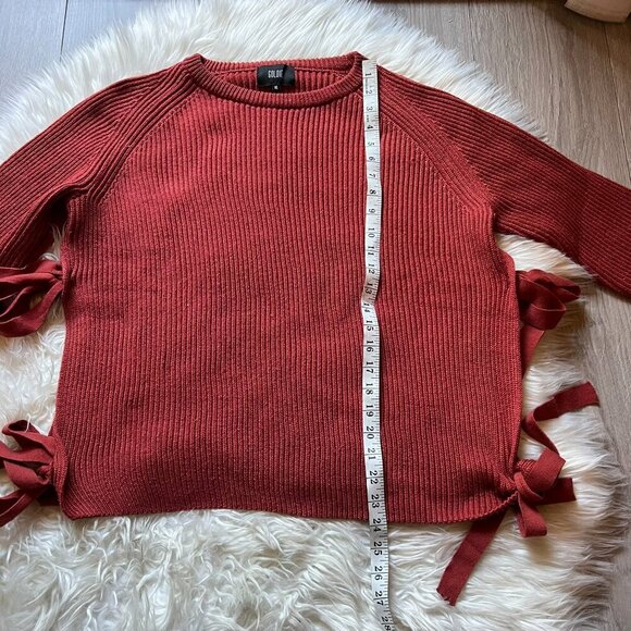 Goldie Women’s Pullover Crew Neck Sweater Ties On Each Side Women’s M/L Oversize - Picture 4 of 13